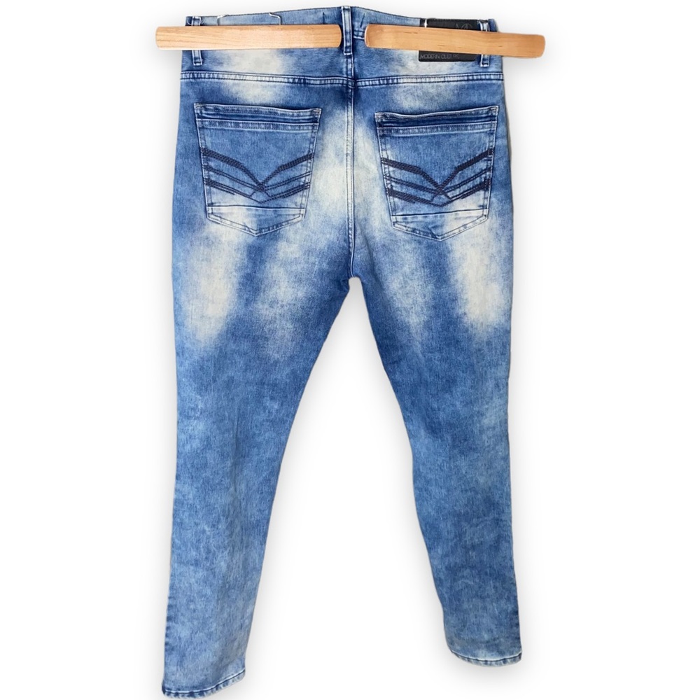 Modern Culture Mens Blue Denim Washed Jeans - Picture 3 of 5